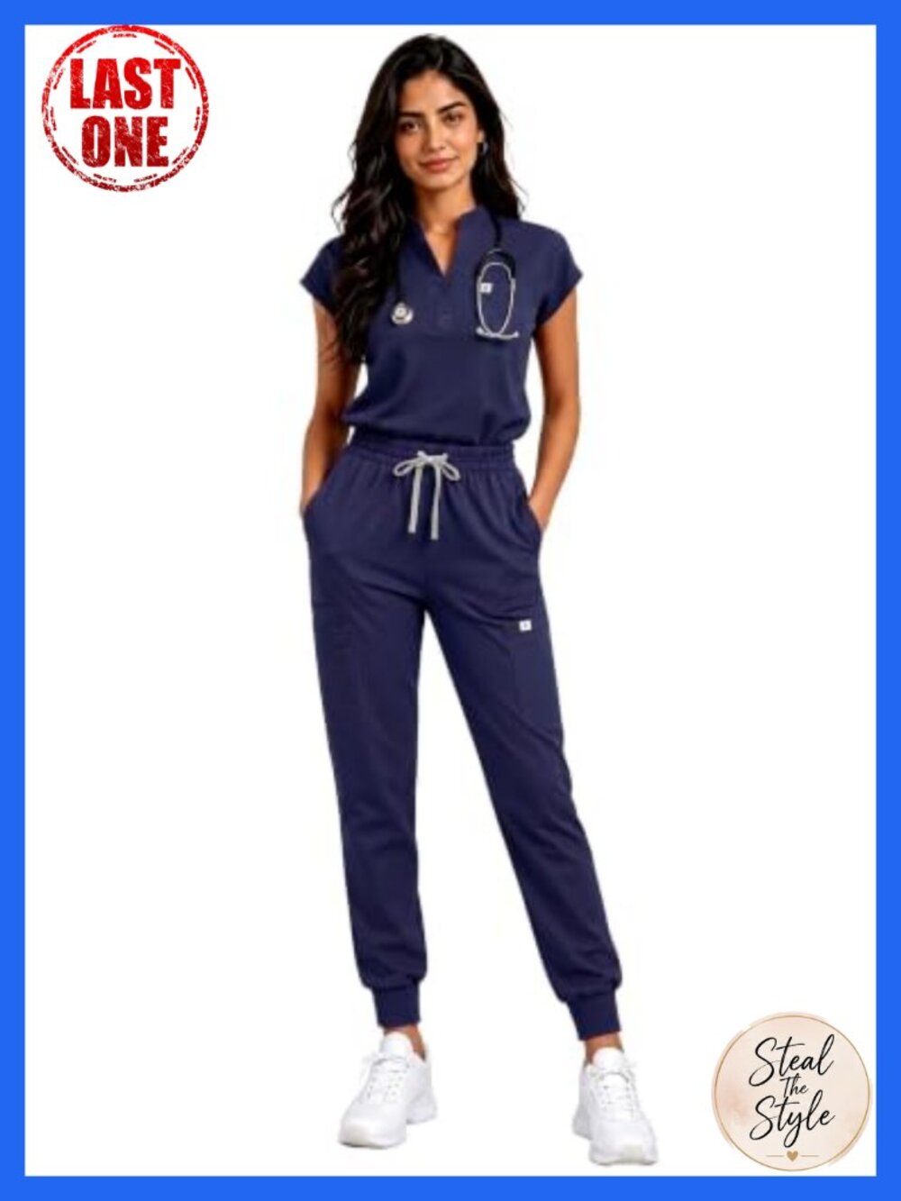 Sleeveless Scrub Set 11 Pockets Stand Collar Jogger Medical Uniform